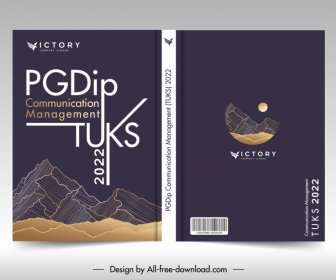 PGDIP Communication Management TUKS 2022 Modèle De Couverture De Livre Dark Design Croquis De Planète De Montagne