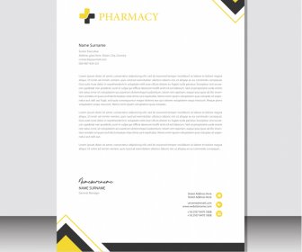 pharmacy correspondence letterhead template modern flat elegant geometric decor