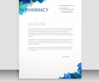 Pharmacy Correspondence Letterhead Template Modern 3d Low Polygonal Decor