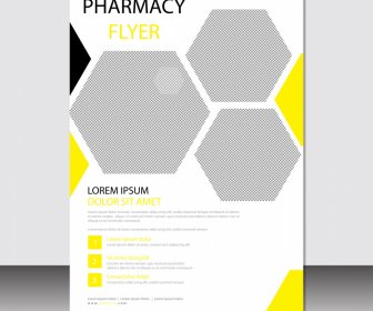 pharmacy flyer cover template geometrical hexagon triangle decor