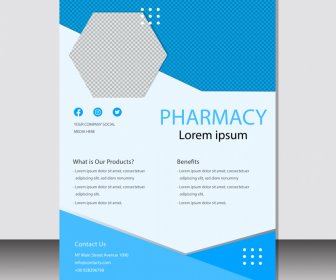 Pharmacy Flyer Template Elegant Hexagon Triangle Decor