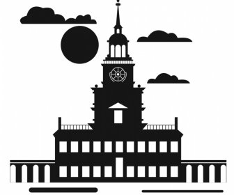   Philadelphia Independence Hall Latar Belakang Kontras Garis Simetris Siluet Gelap
