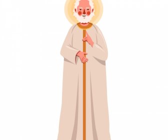 Philip Christian Apostle Icon Retro Cartoon Character Design