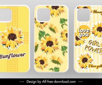 Template Casing Ponsel Dekorasi Bunga Matahari Elegan