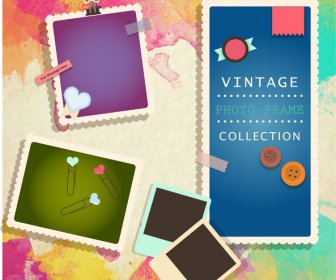 Photo Frames Collection On Colorful Background