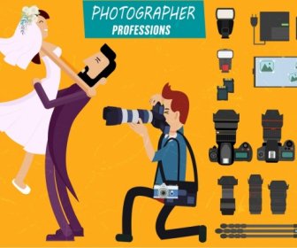 फ़ोटोग्राफ़र, नौकरी डिजाइन तत्व, कैमरा सहायक उपकरण, विवाहित जोड़ा