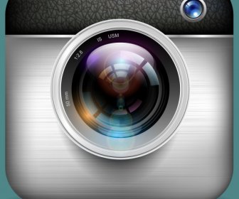 Photography Camera Icon Shiny Colored Realistic Design
