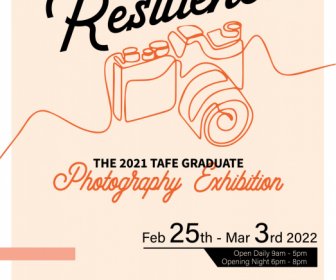 Photography Exhibition Invitation Banner Template Classical Handdrawn Camera Sketch