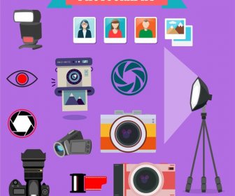 Photography Icons Illustration With Various Colored Symbols