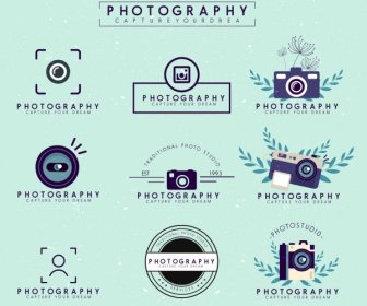 Photography Logotypes Colored Flat Design