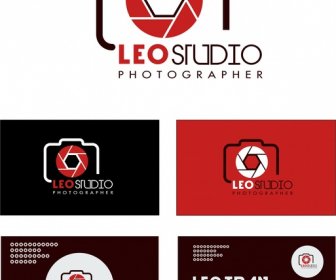 Дизайн логотипа студии фотографии на фоне различных