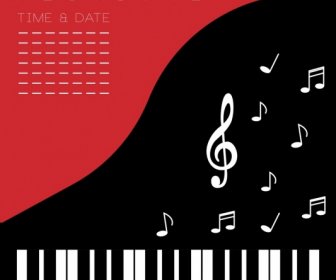 Festival De Musique De Piano Bannerkeyboards Icônes Décor Notes
