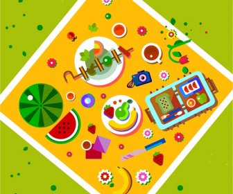 Picnic Concept Design With Food Decoration From Height