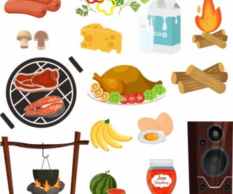 Picnic Design Elements Culinary Speaker Icons Sketch