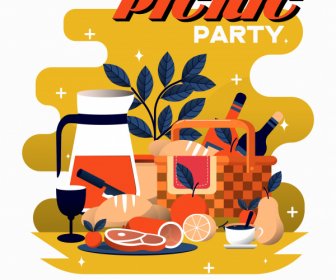 ピクニックパーティーの背景カラフルなフラットクラシックデザイン