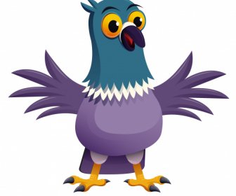 Pigeon Bird Icon Cute Cartoon Character Sketch