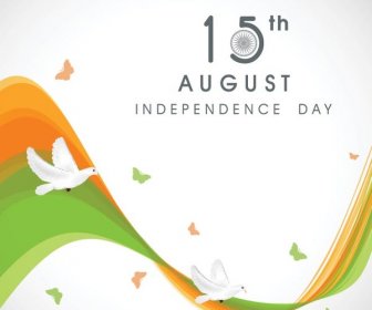 Gołębie Z Motylem Na Pokój Messageth Sierpnia Indyjskiej Niepodległości W Tle