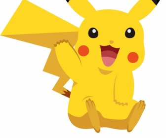 Ikon Karakter Kartun Pikachu Sketsa Kuning Lucu