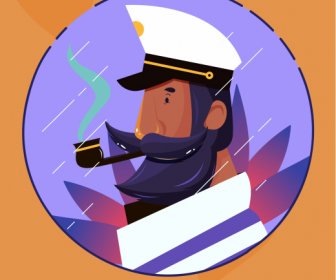 пилот иконка мультяшного персонажа эскиз круглая изоляция
