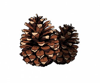 Ikon Kerucut Pinus Sketsa Handdrawn Klasik