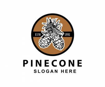 Modelo De Logotipo Pine Cone Elegante Design Clássico Desenhado à Mão
