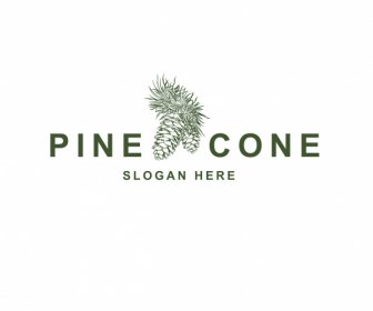 Modelo De Logotipo Pine Cone Elegante Design Horizontal Clássico