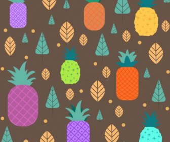 Sfondo Colorato Piatto Design Ripetendo Le Icone Ananas