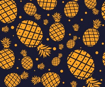 Pineapple Background Yellow Flat Design Repeating Decoration