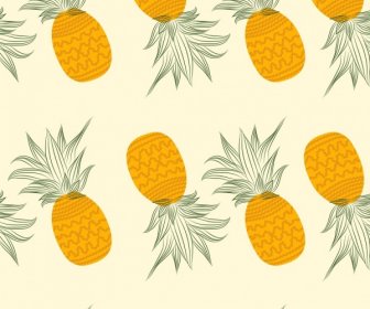 Pineapple Background Yellow Icons Repeating Decoration