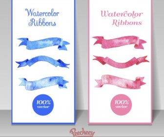 Pink And Blue Watercolor Ribbons