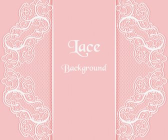 Pink Background With White Lace Vector