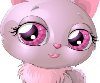 ピンクの猫少女ベクトル