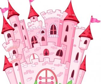 Pink Fairy Princess Castle Vector