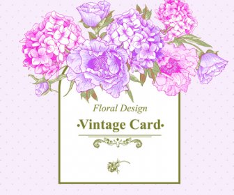 Vector Cartão Vintage Floral Rosa