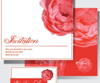 Pink Flower Invitation Card Graphic Vector