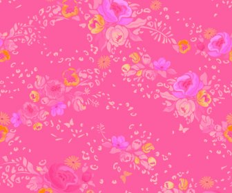 รูปแบบไร้รอยต่อของเวกเตอร์ดอกไม้สีชมพู