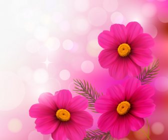 ハレーション背景美術とピンクの花