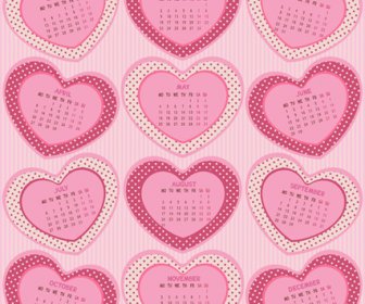 Pink Jantung Calendar15 Vektor