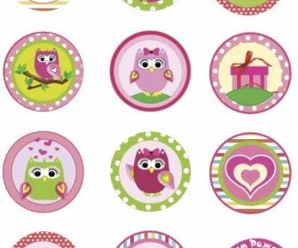 Pink Or Purple Girl Owl Baby Shower Cupcake Toppers