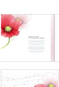 핑크 꽃 웨딩 카드 벡터