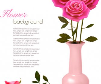 Pink Rose Fondo Hermoso De Vectores