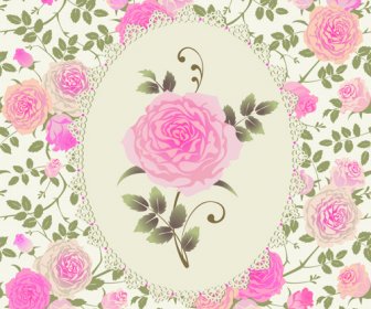 Pink Rose Pattern Background Vector