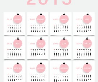 Pink Style15 Kalender Desain Vektor