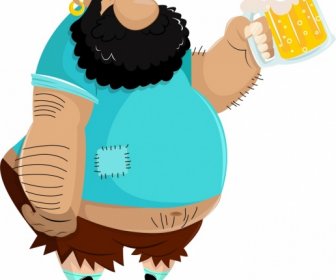 해적 캐릭터 아이콘 뚱뚱한 남자 스케치 만화 디자인