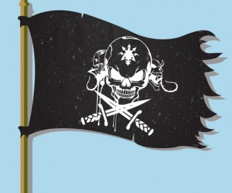 علم القراصنة رمز مخيف الجمجمة تصميم