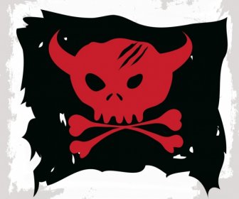 Pirate Flag Template Bull Skull Bone Icon Decor