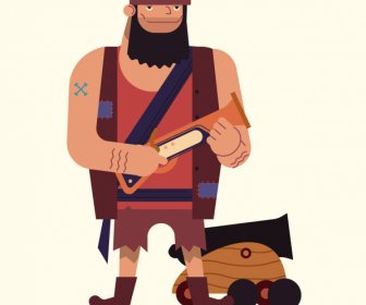 Uomo Pirata Icona Colorato Cartoon Personaggio