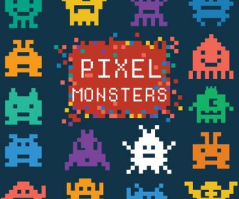 Ensemble De Monstres De Pixels