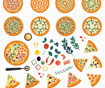 Elementos De Design De Pizza Colorido Design Plano