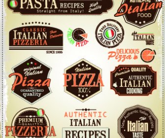 étiquettes De Pizza Vector Ensemble